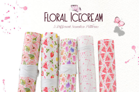 Floral Icecream Watercolor Set