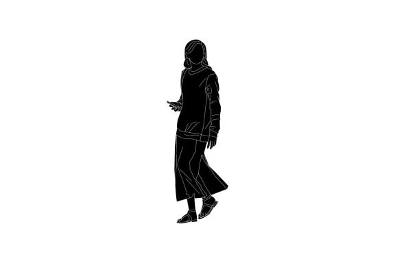 Vector illustration a elegant woman holds her cellphone, Flat style with outline