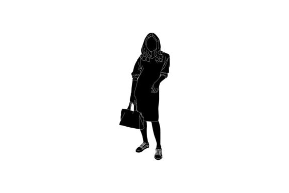 Vector illustration of elegant woman pose casually, Flat style with outline