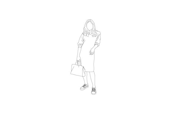 Vector illustration of elegant woman pose casually, Flat style with outline