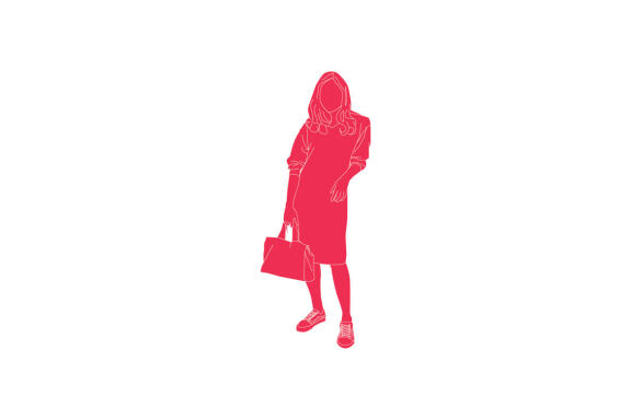 Vector illustration of elegant woman pose casually, Flat style with outline