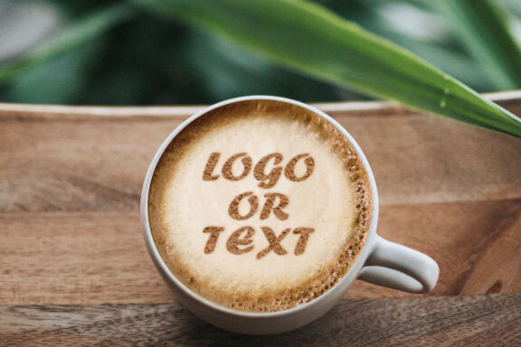 Chocolate powder logo mockup in coffee cup
