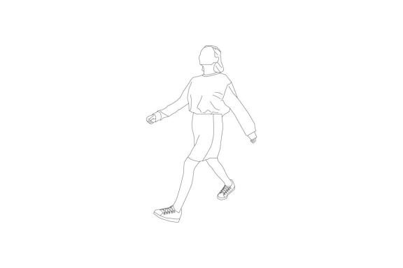 Vector illustration of casual woman walking on the sideroad, Flat style with outline