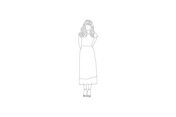 Vector illustration of elegant woman posing, Flat style with outline