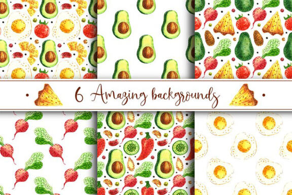 Aquarel hand drawn digital Healthy eating pack