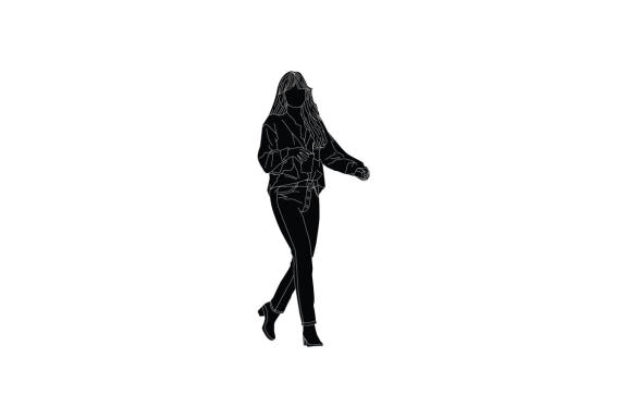 Vector illustration of casual woman walking on the sideroad, Flat style with outline