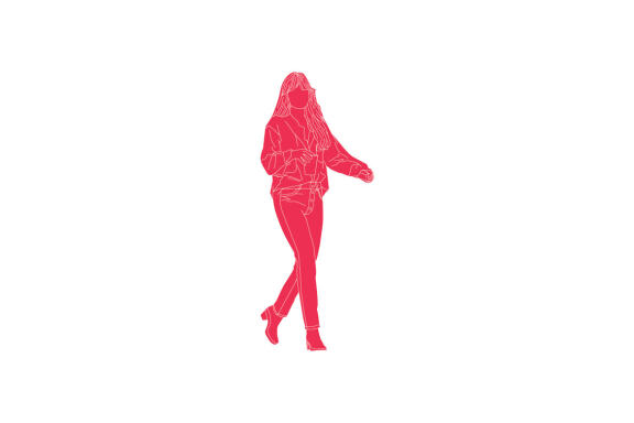 Vector illustration of casual woman walking on the sideroad, Flat style with outline