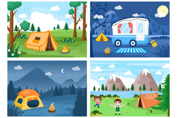 22 Summer Camp Landscape Illustration