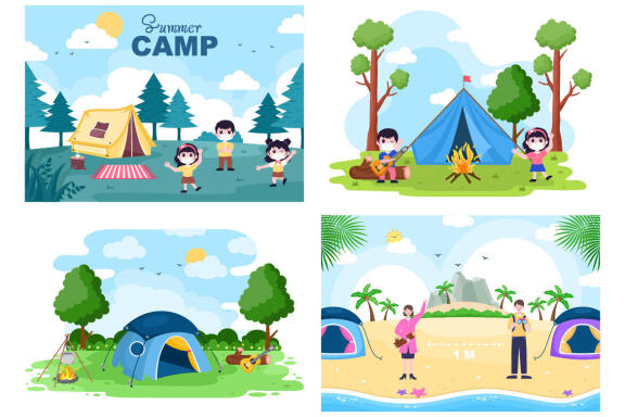 22 Summer Camp Landscape Illustration
