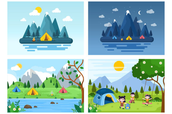22 Summer Camp Landscape Illustration