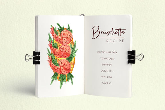 Bruschettas high quality watercolor clip art