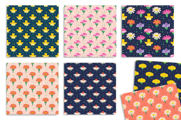 Hand drawn vector floral seamless pattern, digital paper