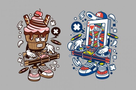 6 DJ Cartoon Character