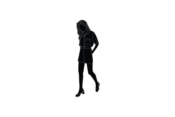 Vector illustration of casual woman walking on the sideroad, Flat style with outline