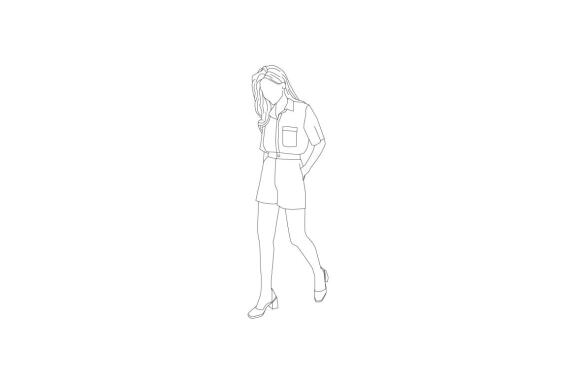 Vector illustration of casual woman walking on the sideroad, Flat style with outline