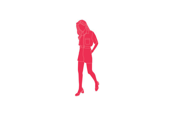Vector illustration of casual woman walking on the sideroad, Flat style with outline