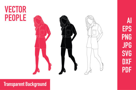 Vector illustration of casual woman walking on the sideroad, Flat style with outline