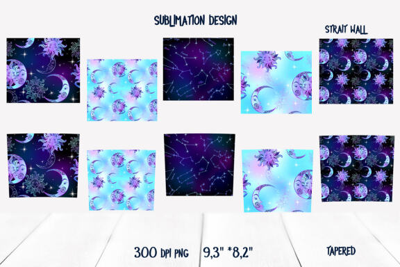Skinny tumbler Png. Starry sky design. Skinny tumbler wrap