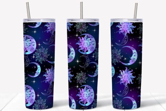 Skinny tumbler Png. Starry sky design. Skinny tumbler wrap