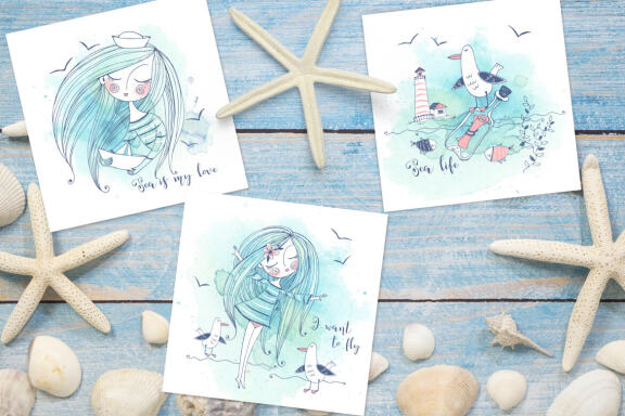 Sea beach with cute girls tumbler sublimation design Png.