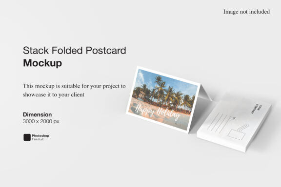 Stack Folded Postcard - Free Mockup