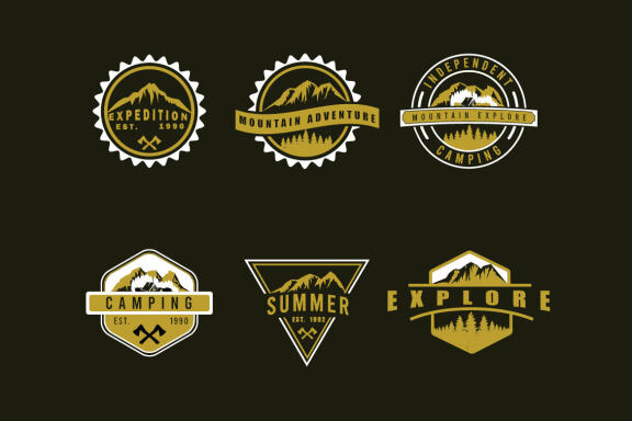 Set of Badges Mountain Expadition Logo