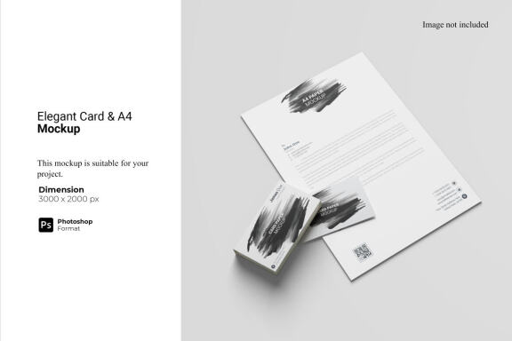 Elegant Card and A4 Paper Mockup