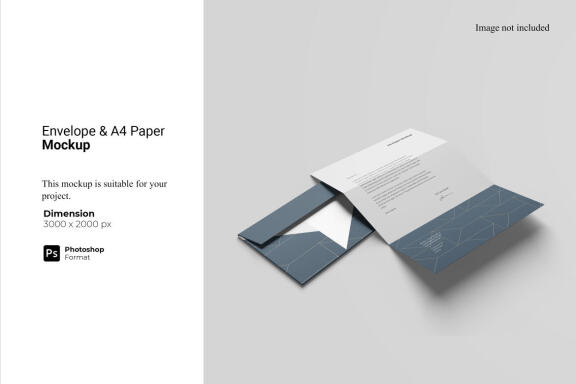 Envelope and A4 Paper Mockup