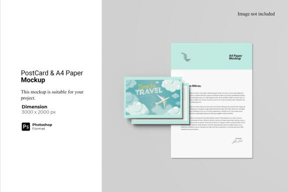 Postcard and A4 Paper Mockup