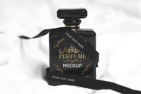 Luxury perfume bottle logo design, illustration - Stock