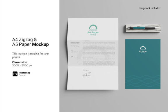 A4 Zigzag & A5 Paper Mockup