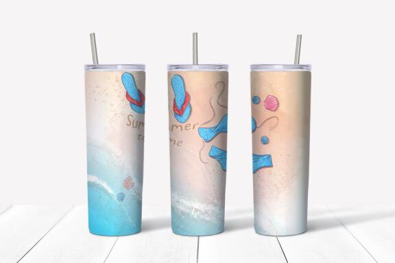 Summer sublimation design Skinny tumbler wrap design 