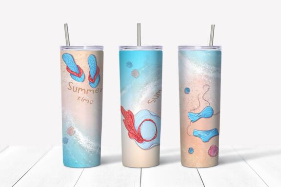 Summer sublimation design Skinny tumbler wrap design 