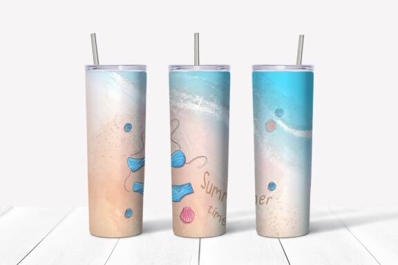 Summer sublimation design Skinny tumbler wrap design 
