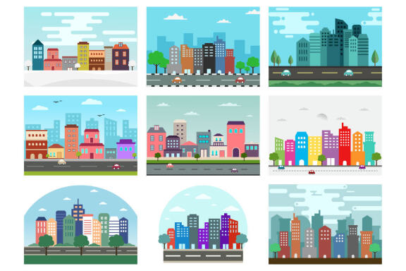 40 Buildings Background Illustration