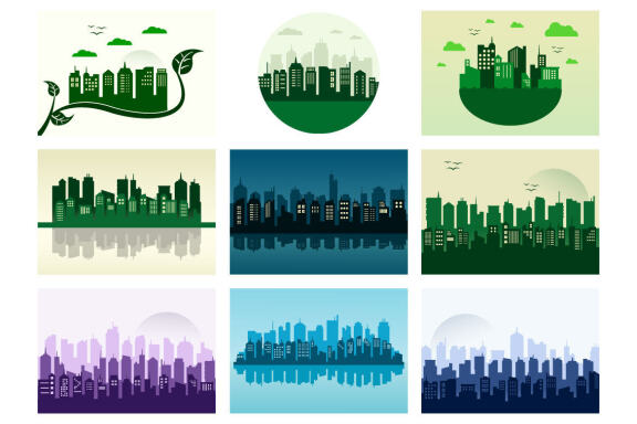 40 Buildings Background Illustration