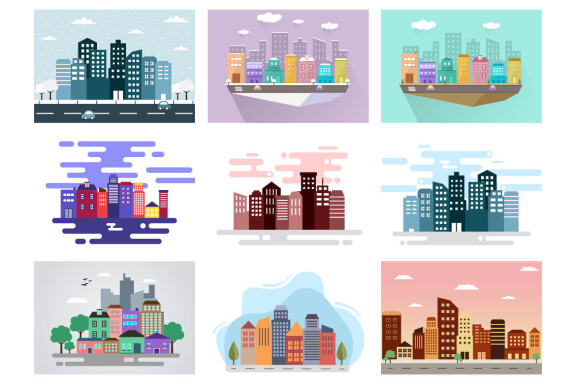40 Buildings Background Illustration