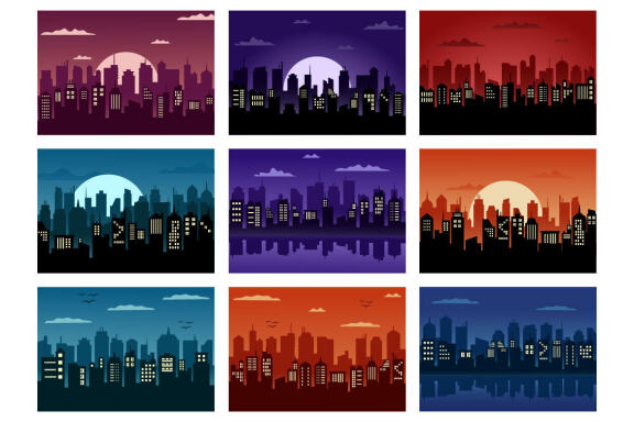 40 Buildings Background Illustration