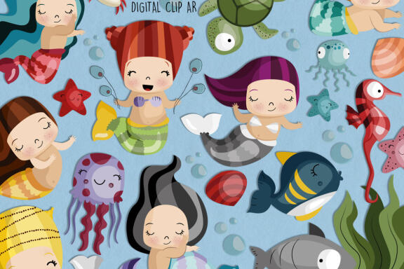 Mermaid SVG Clipart | Set of 25