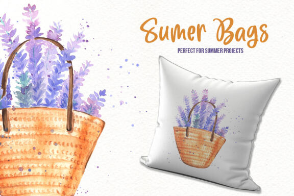 Free Watercolor Summer Bags