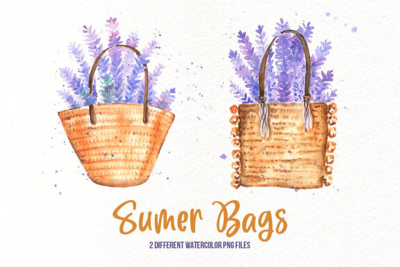 Free Watercolor Summer Bags