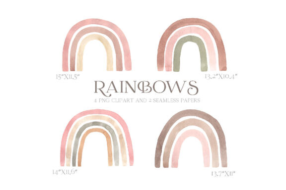 Watercolor Pink Pastel Rainbow Clipart