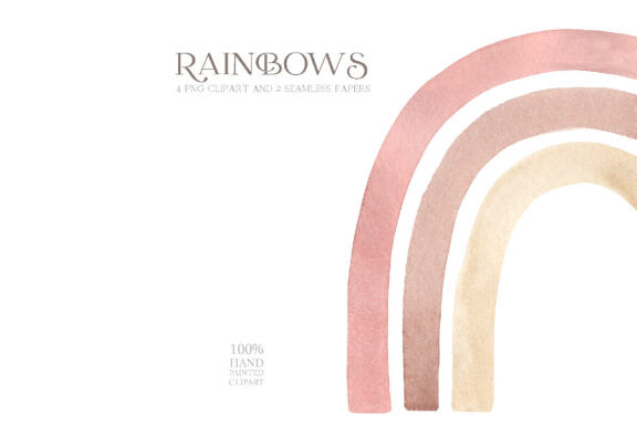 Watercolor Pink Pastel Rainbow Clipart
