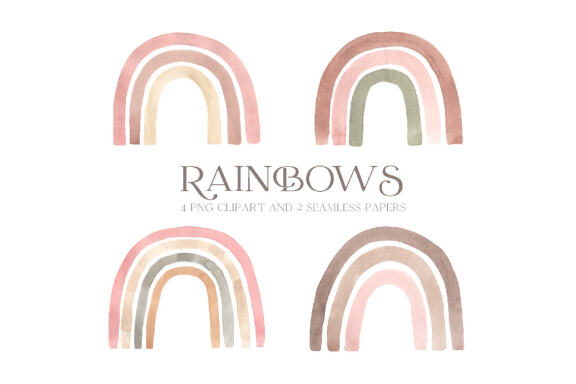 Watercolor Pink Pastel Rainbow Clipart