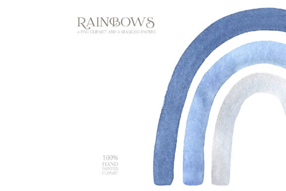Watercolor Blue Baby Boy Rainbow Clipart