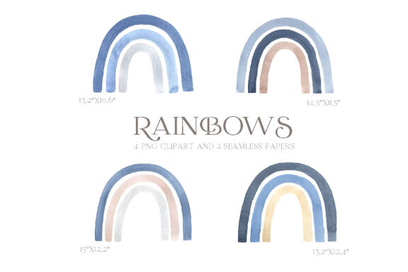 Watercolor Blue Baby Boy Rainbow Clipart