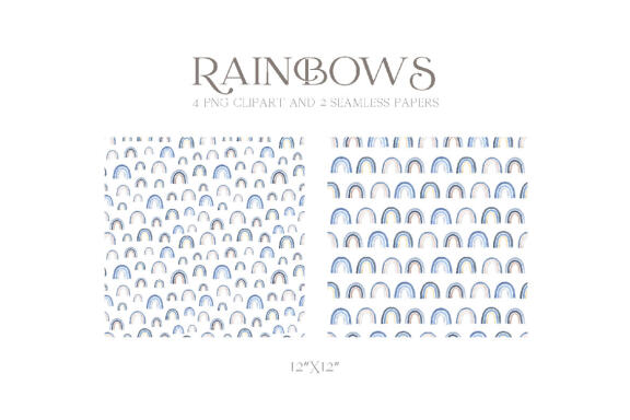 Watercolor Blue Baby Boy Rainbow Clipart