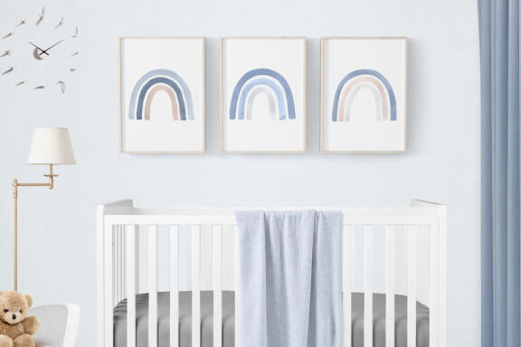 Watercolor Blue Baby Boy Rainbow Clipart