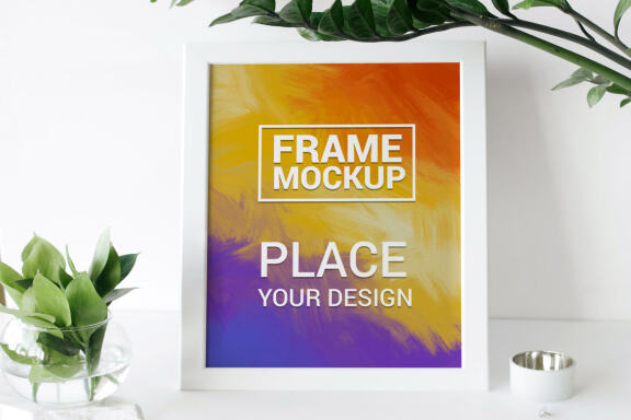 White Photo Frame In simple Interior