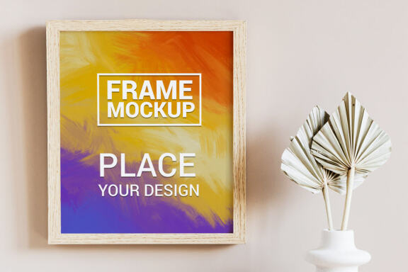 Wooden Frame Mockup in simple Interior